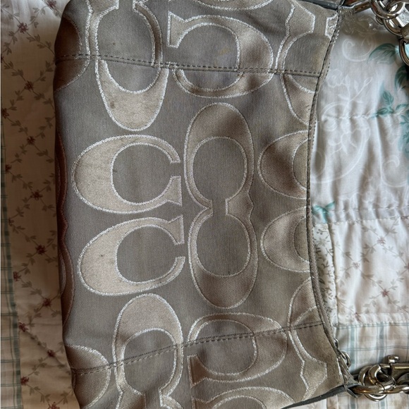 Coach Grey Silver Signature Poppy Crossbody Bag - Picture 4 of 12